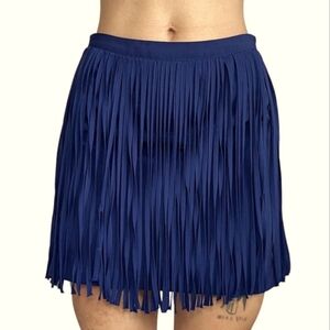 Freeway Blue Fringe Mini Skirt Size Large.